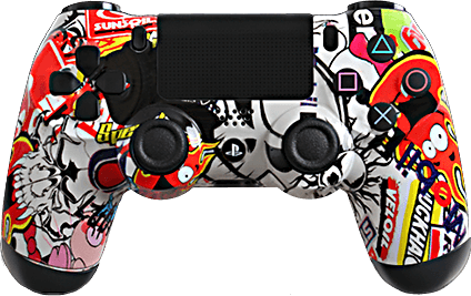 PS4 Evil MasterMod Extreme Sticker Bomb Modded Controller