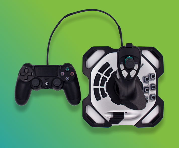 Example custom PS4 controller with flight stick (XBOX, PS4, PS5 & PC compatibility available)